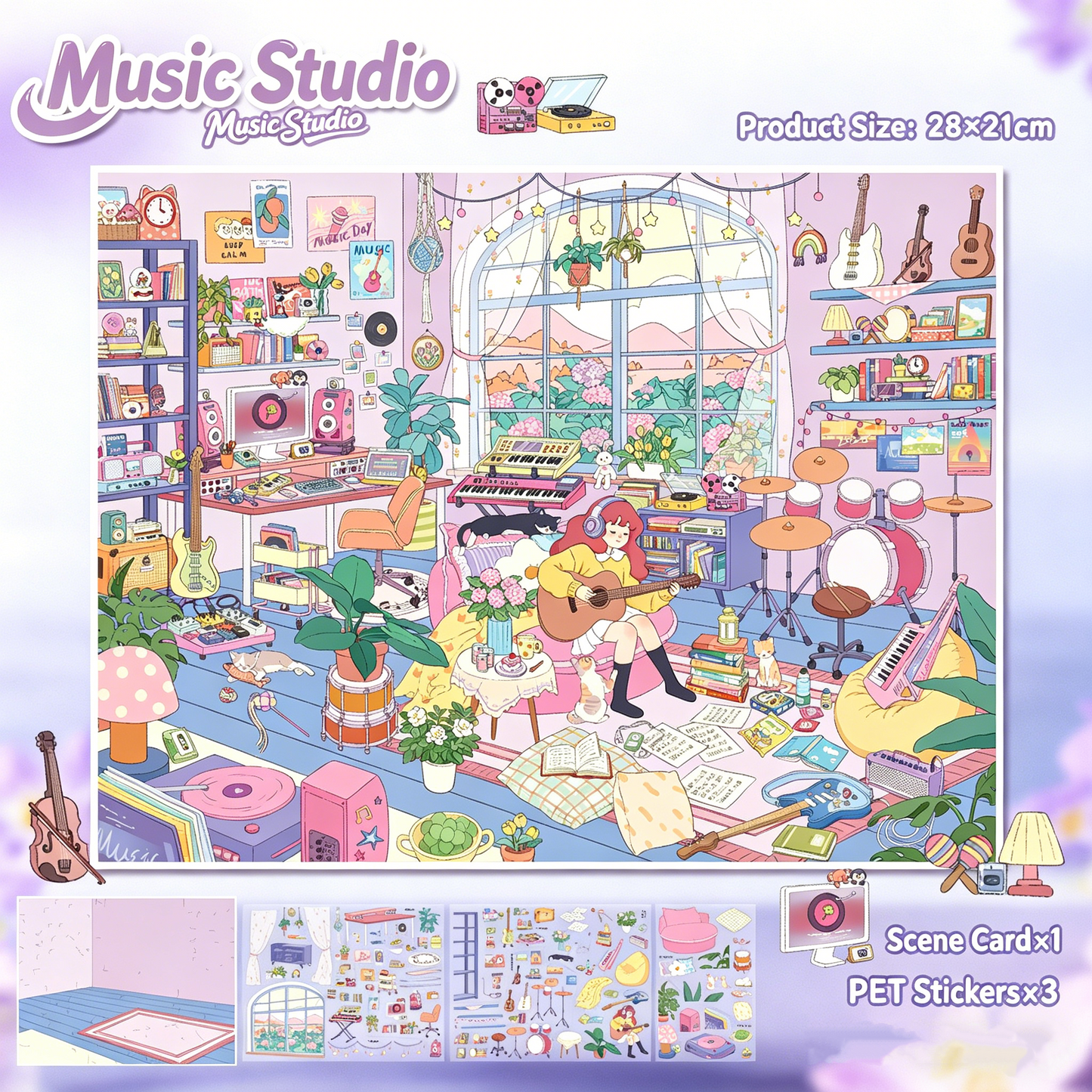 YiLan DIY 3D Scene Stickers 115.0 Healing Series: Music Studio & Illustration Studio – Soft-Touch Finish #321