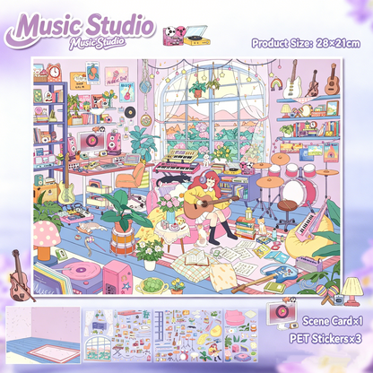 YiLan DIY 3D Scene Stickers 115.0 Healing Series: Music Studio & Illustration Studio – Soft-Touch Finish #321