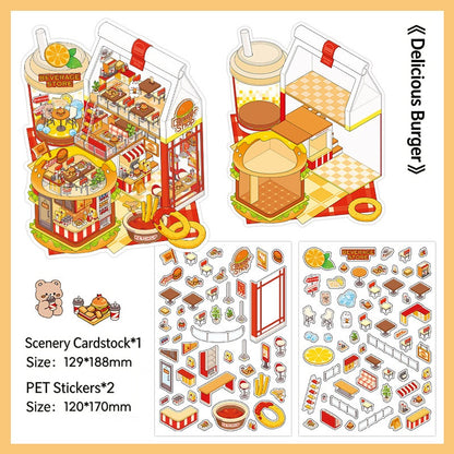 Infeelme's 12th play of DIY 3D Scene Stickers in open today, Landscaping Sticker Large 3D Cabin Miniature Scene 12.0#154