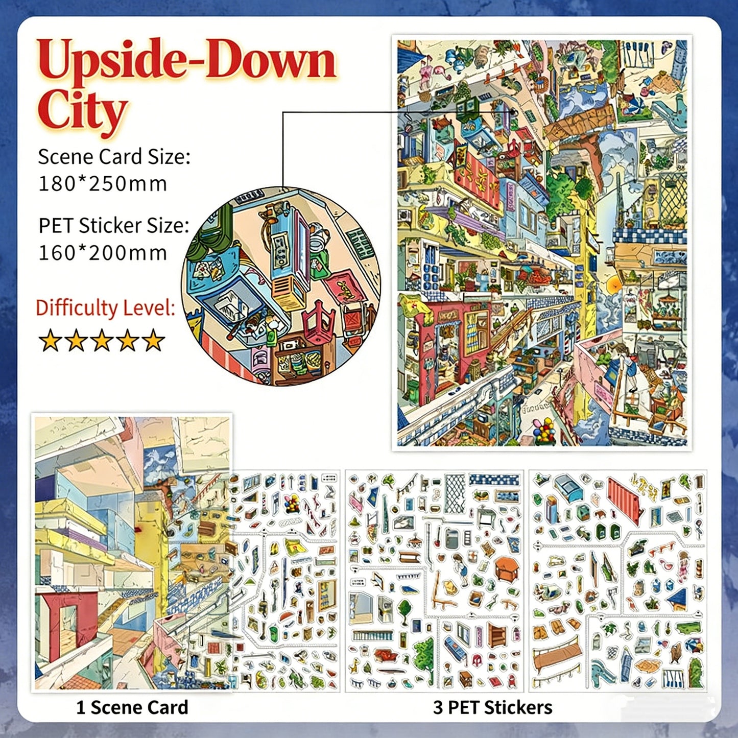 Infeelme's 20th play of landscape stickers in open today, Landscaping Stickers Old Building Swimming Fish Hanging City Miniature Scene#161