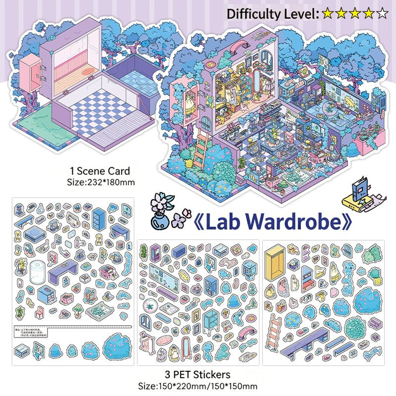 Infeelme's 21st play of DIY 3D Scene Stickers in open today,  my cabin landscaping stickers cute DIY handmade miniature scene stickers#151