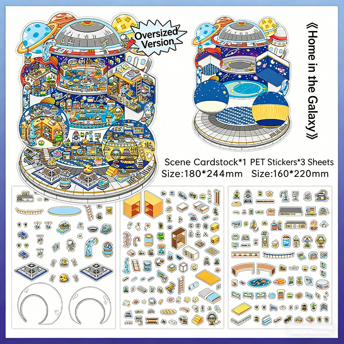 Infeelme's Third play of DIY 3D Scene Stickers  in open today, Large Miniature Scene Island Life Galaxy Home#116