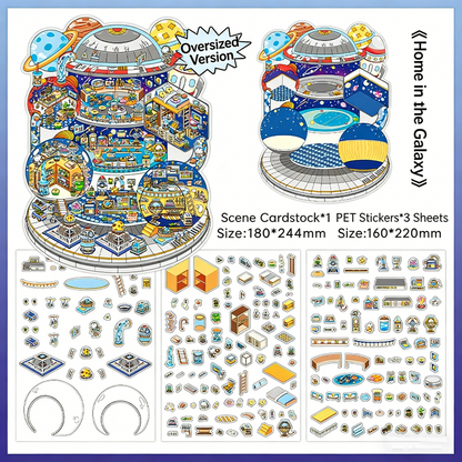 Infeelme's Third play of DIY 3D Scene Stickers  in open today, Large Miniature Scene Island Life Galaxy Home#116