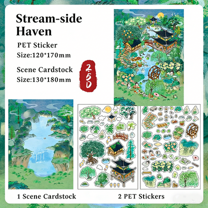 Infeelme's 4th play of DIY 3D Scene Stickers in open today, My Cabin Landscaping Sticker Large Antique Stereo DIY Miniature Scene Sticker#152