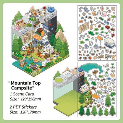 Infeelme's 6th play of DIY 3D Scene Stickers in open today,  landscaping sticker hut miniature scene sticker large#155
