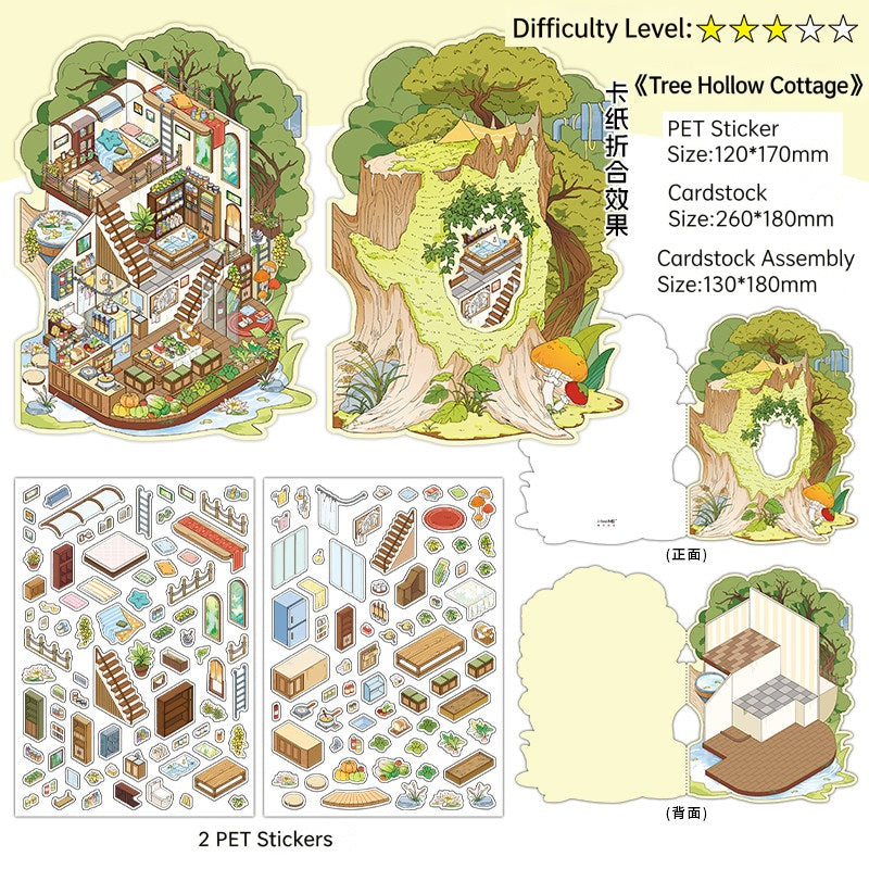 Infeelme's 7th play of DIY 3D Scene Stickers in open today, My Cabin 2.5D Landscaping Stickers Cute DIY Handmade Miniature Scene Stickers#148