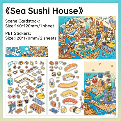 Infeelme's eighth play of DIY 3D Scene Stickers  in open today, 2.5D landscaping sticker large miniature scene three-dimensional hut sticker#110