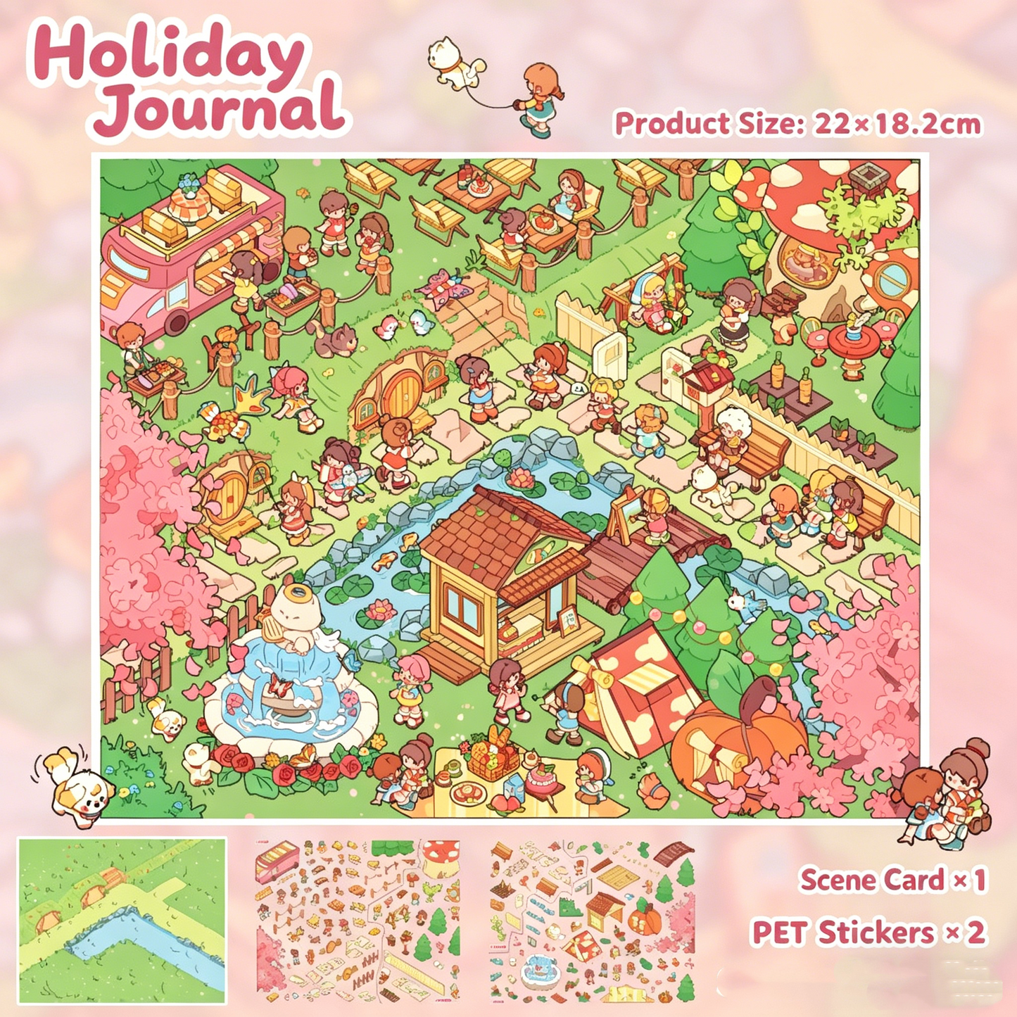 YiLan DIY 3D Scenes Stickers 135.0 Whimsical Town Series Cute Cartoon Miniature Scene Stickers #307