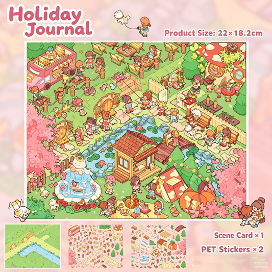 YiLan DIY 3D Scenes Stickers 135.0 Whimsical Town Series Cute Cartoon Miniature Scene Stickers #307