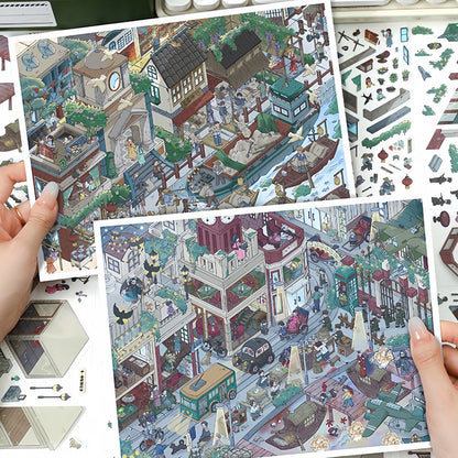 YiLan DIY 3D Scene Stickers 145.0 High Difficulty Miniature Scene #217