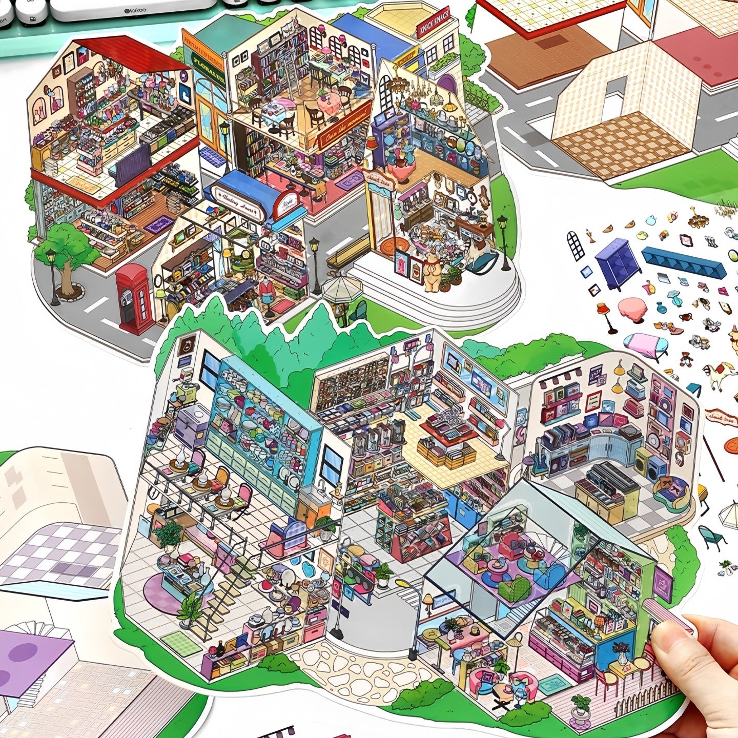 Infeelme's 22nd play of DIY 3D Scene Stickers  in open today, City Street Miniature Scene Stickers Large#117