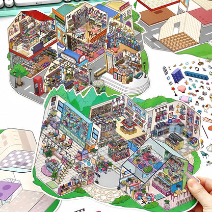 Infeelme's 22nd play of DIY 3D Scene Stickers  in open today, City Street Miniature Scene Stickers Large#117