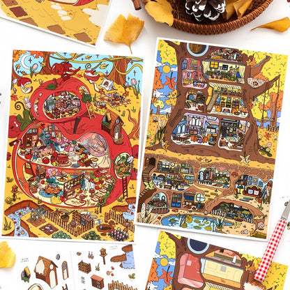 Infeelme's 23rd play of DIY 3D Scene Stickers in open today, Large My Cabin 23.0 scene Pixel Wind Sticker#127