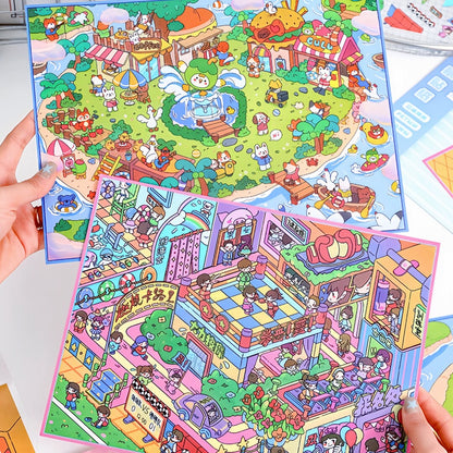 YiLan DIY 3D Scene Stickers 38.0 Cute 3D stereo miniature scene oversized version #221