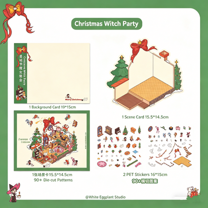 White Eggplant [Ice and Snow World + Christmas Witch Party] Original DIY 3D Scene Stickers #192