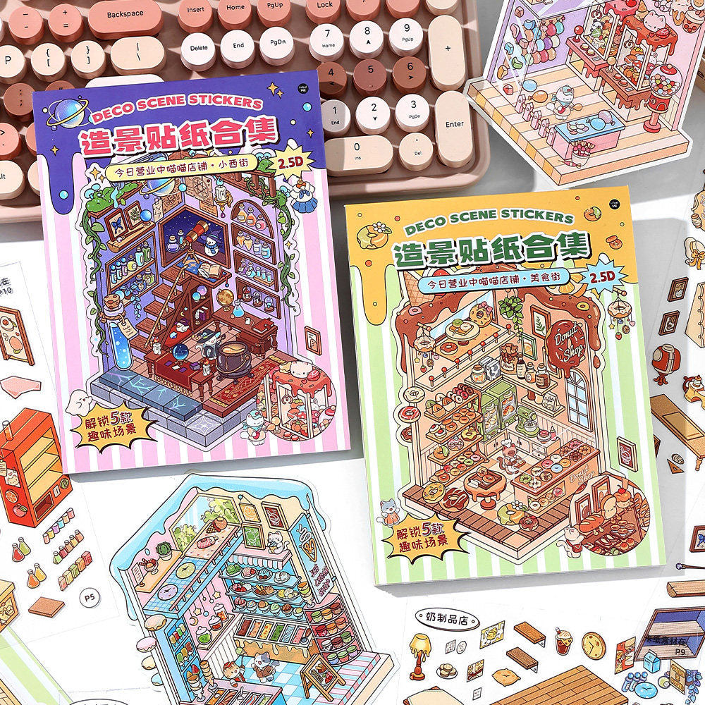 Infeelme new DIY 3D Scene Stickers collection of Meow Meow store is a miniature scene sticker book#157