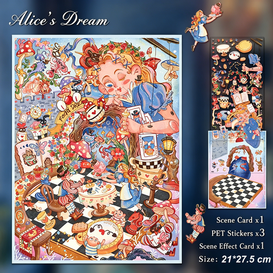 YiLan DIY 3D Scene Stickers 44.0 Large Size – Cat Paradise & Alice’s Dream #319