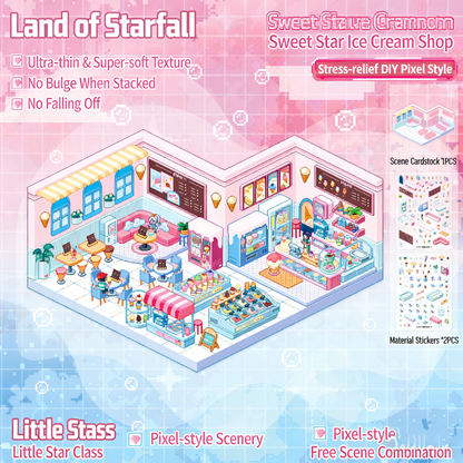 The Land of Falling Stars 6.0 pixel DIY 3D Scene Stickers decompression DIY miniature space#172