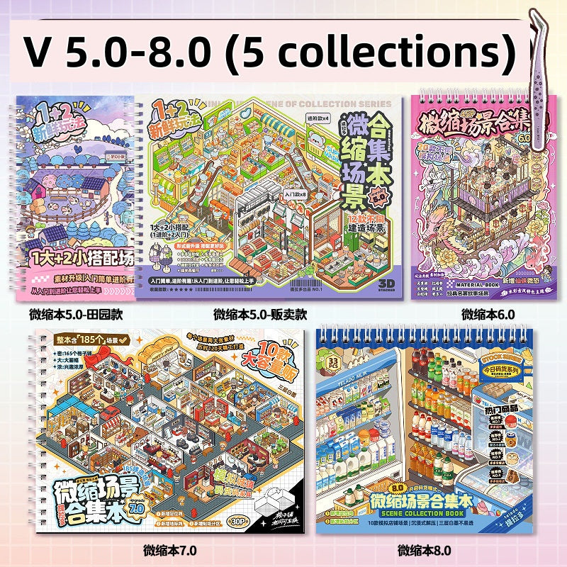 TELADO DIY 3D Scene Stickers Collection Ben 5.0 New Landscaping Sticker Scene Hand Account Sticker Set Three-dimensional Miniature Cabin Girls Children's Educational Toys DIY Hand Account Sticker Decorative Sticker#101