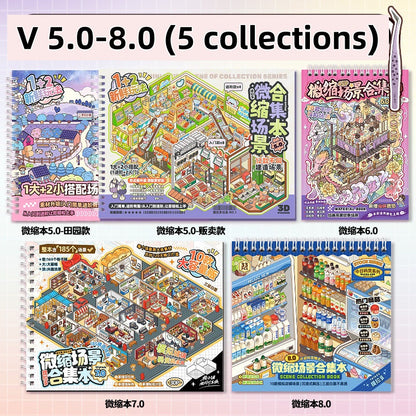 TELADO DIY 3D Scene Stickers Collection Ben 5.0 New Landscaping Sticker Scene Hand Account Sticker Set Three-dimensional Miniature Cabin Girls Children's Educational Toys DIY Hand Account Sticker Decorative Sticker#101