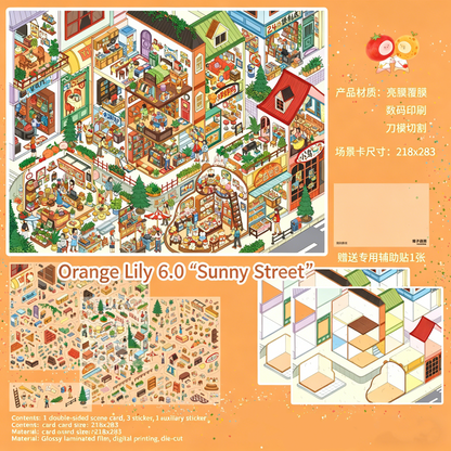 Orange Lily 6.0 3D DIY 3D Scene Stickers Miniature Scene Sticker #205