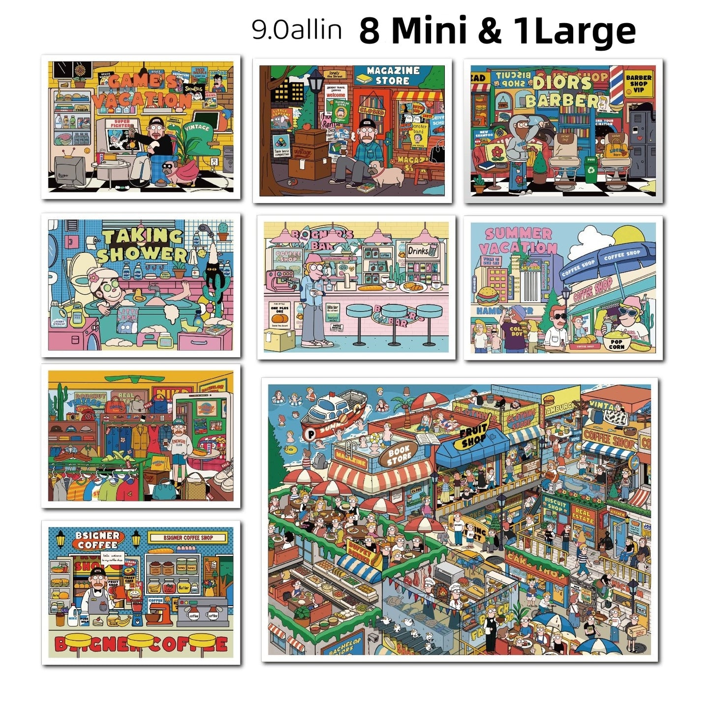 SKYISLE 9.0 DIY 3D Scene Stickers, American comic style, cartoon DIY decompression miniature scene sticker#106