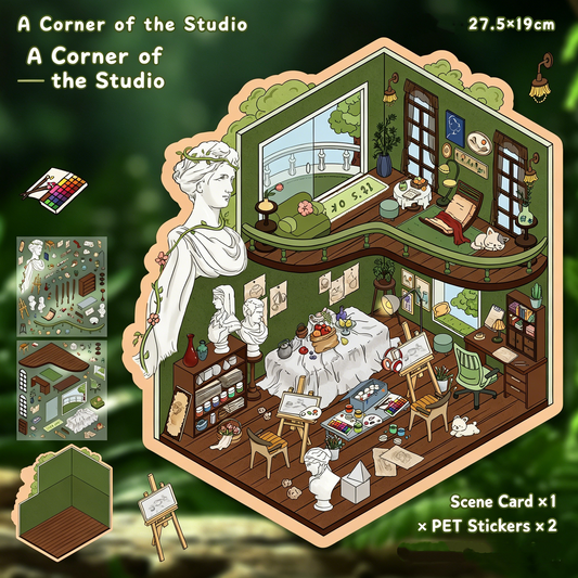 YiLan DIY 3D Scene Stickers 102.0 Special Oil Process Series: Corner of Art Studio & Witch‘s General Store & Greenfield Bistro & Vintage Cafe #330