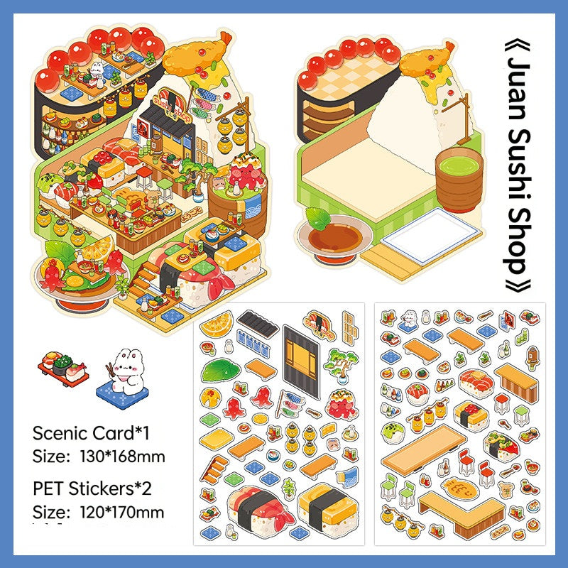 Infeelme's 12th play of DIY 3D Scene Stickers in open today, Landscaping Sticker Large 3D Cabin Miniature Scene 12.0#154