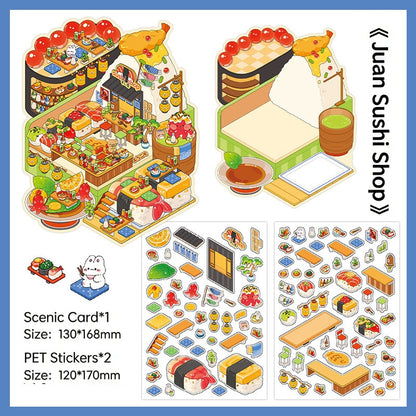 Infeelme's 12th play of DIY 3D Scene Stickers in open today, Landscaping Sticker Large 3D Cabin Miniature Scene 12.0#154