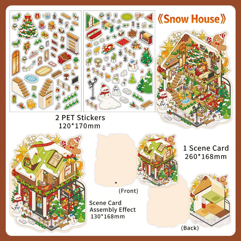 Infeelme's 25th play of DIY 3D Scene Stickers in open today, Christmas miniature scene stickers High difficulty#146