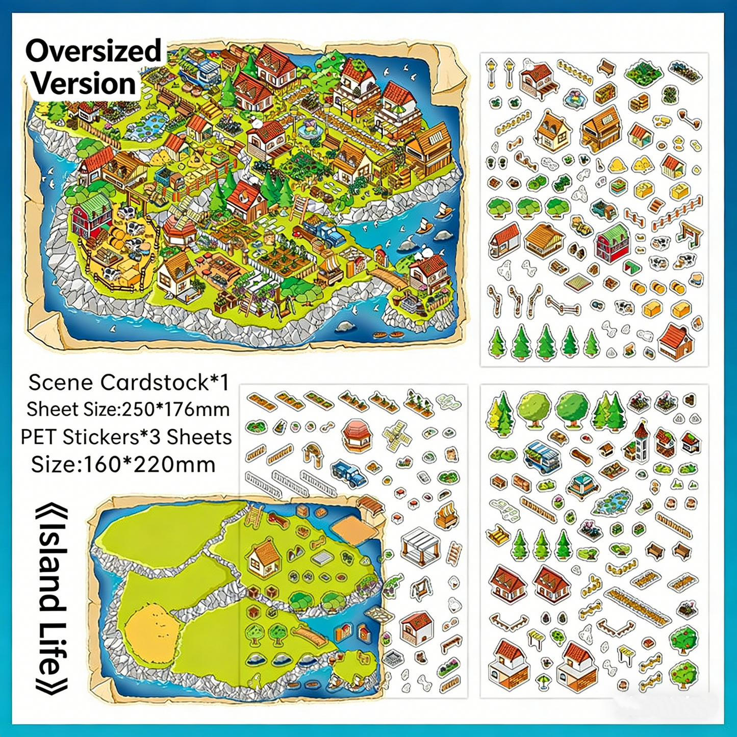Infeelme's Third play of DIY 3D Scene Stickers  in open today, Large Miniature Scene Island Life Galaxy Home#116