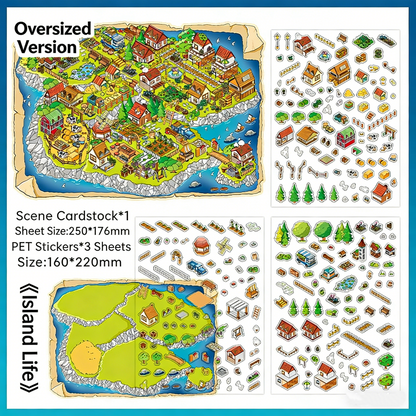 Infeelme's Third play of DIY 3D Scene Stickers  in open today, Large Miniature Scene Island Life Galaxy Home#116