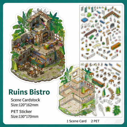 Infeelme's thirty-fifth play of DIY 3D Scene Stickers in open today, landscaping stickers three-dimensional hut miniature scene stickers#124