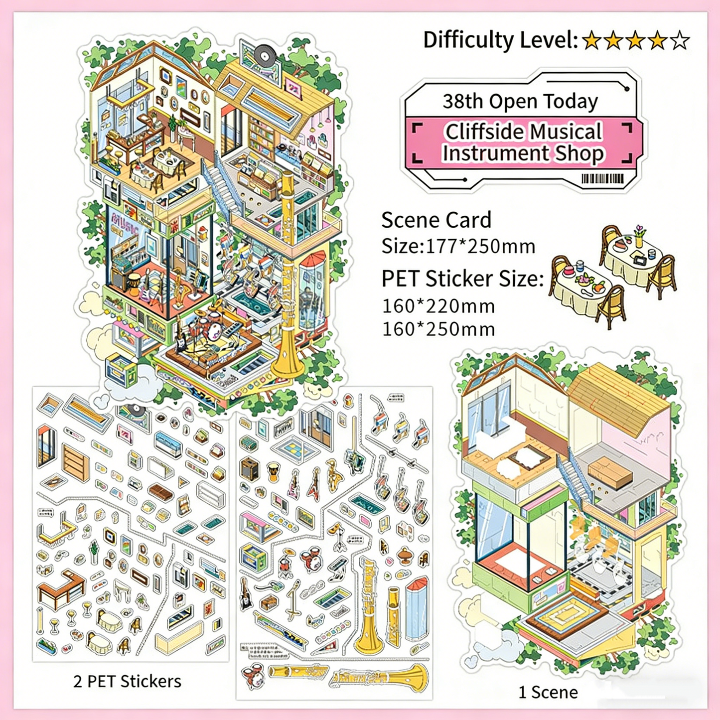 Infeelme's 38th play of DIY 3D Scene Stickers in open today, My Cabin Scene Miniature Landscaping Sticker Large#129