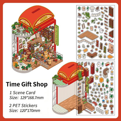Infeelme's 6th play of DIY 3D Scene Stickers in open today,  landscaping sticker hut miniature scene sticker large#155