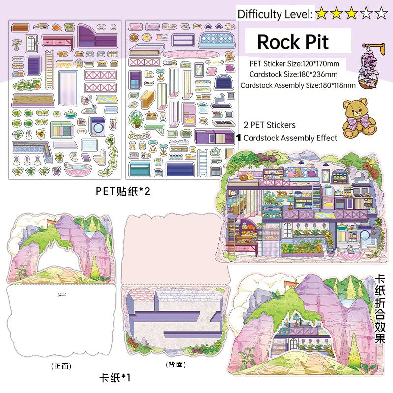 Infeelme's 7th play of DIY 3D Scene Stickers in open today, My Cabin 2.5D Landscaping Stickers Cute DIY Handmade Miniature Scene Stickers#148