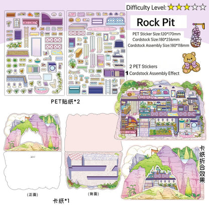 Infeelme's 7th play of DIY 3D Scene Stickers in open today, My Cabin 2.5D Landscaping Stickers Cute DIY Handmade Miniature Scene Stickers#148