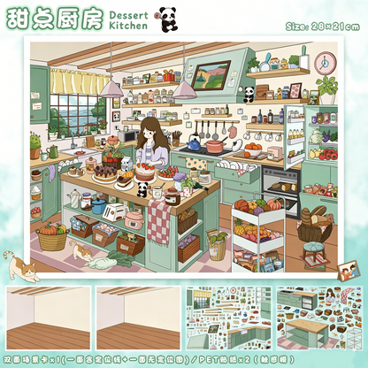 YiLan DIY 3D Scene Stickers 140.0 Cozy Office & Dessert Kitchen #318