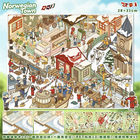 YiLan DIY 3D Scene Stickers 147.0 California Coast & Norwegian Village #308