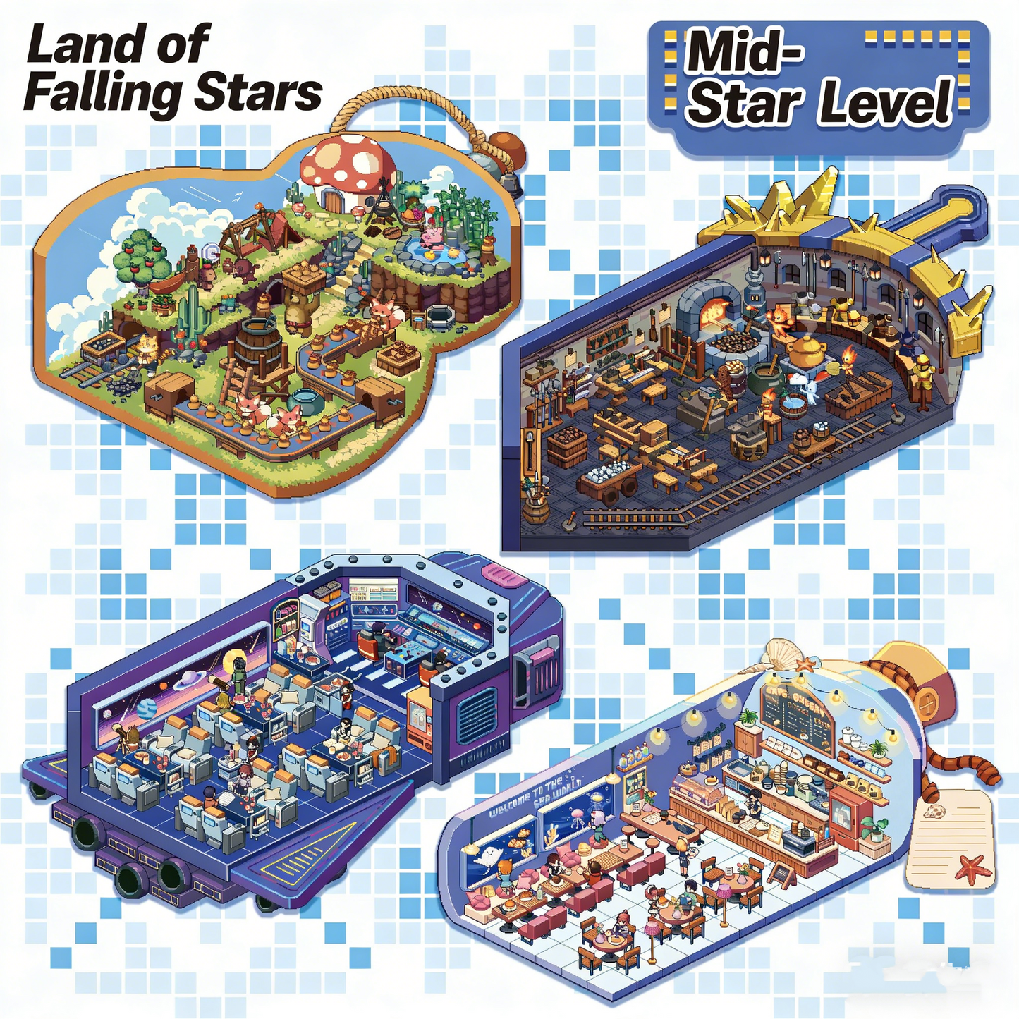 The Land of Falling Stars "all in special" pixel DIY 3D Scene Stickers, decompress DIY miniature scene #167
