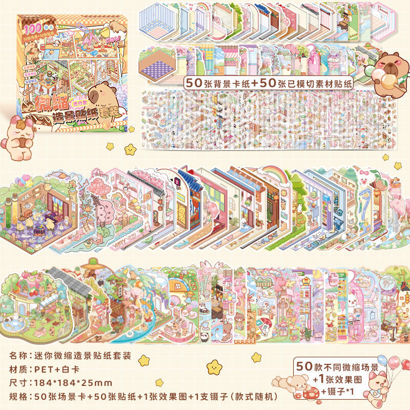 Capybara DIY 3D Scene Stickers Collection Book Large Miniature Scene #258