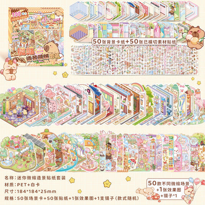 Capybara DIY 3D Scene Stickers Collection Book Large Miniature Scene #258