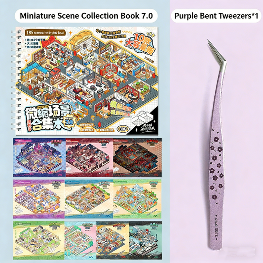 TELADO Miniature Scene Collection Ben Landscaping Sticker Tweezers Set Hand Account Sticker Clip Cartoon Cabin Girl Children Educational Toys DIY Snack Drink Hand Account Sticker Decorative Sticker#90