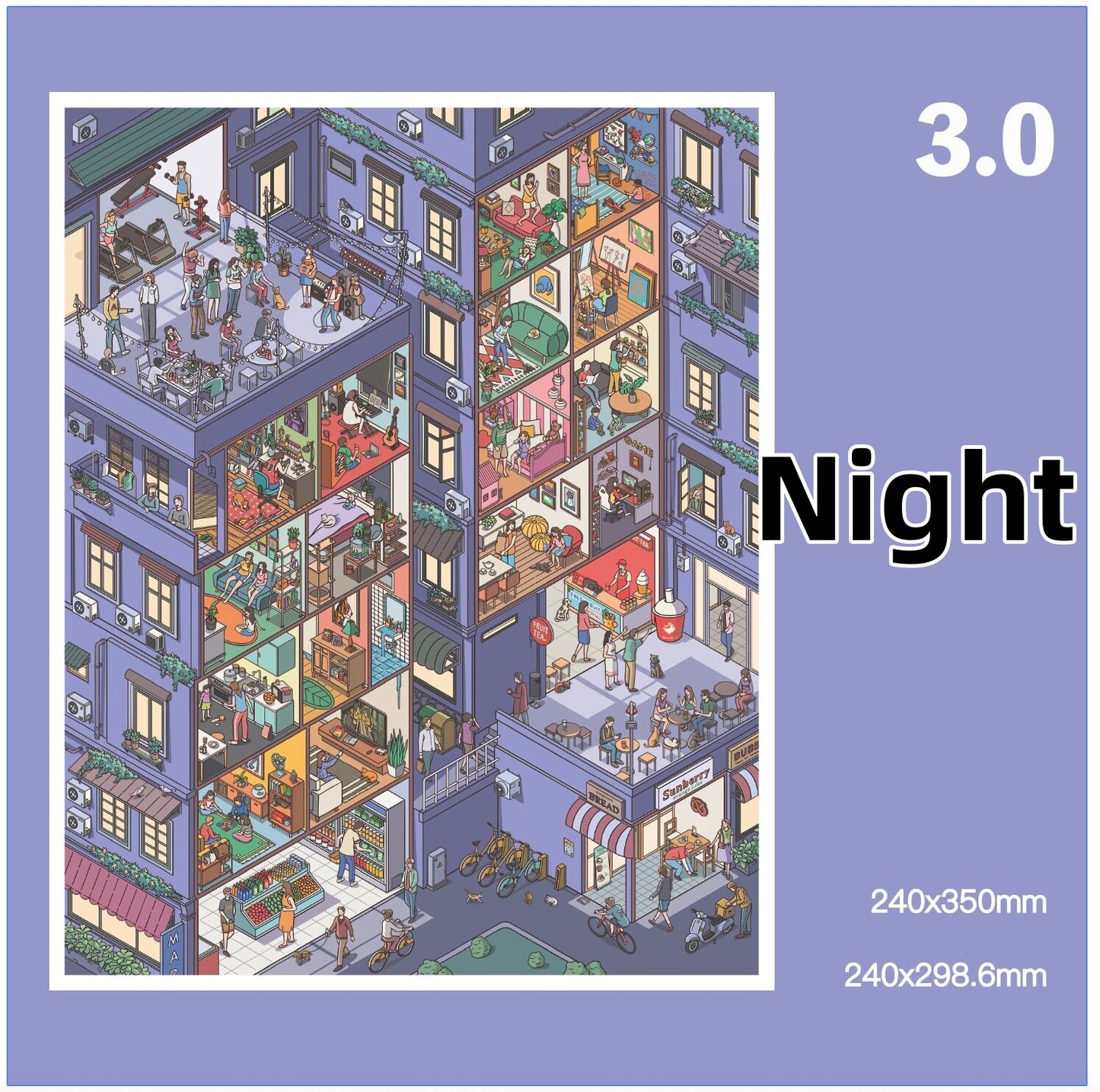 SKYISLE 3.0 large series, DIY 3D Scene Stickers, miniature scenes in the early morning, noon and evening#108