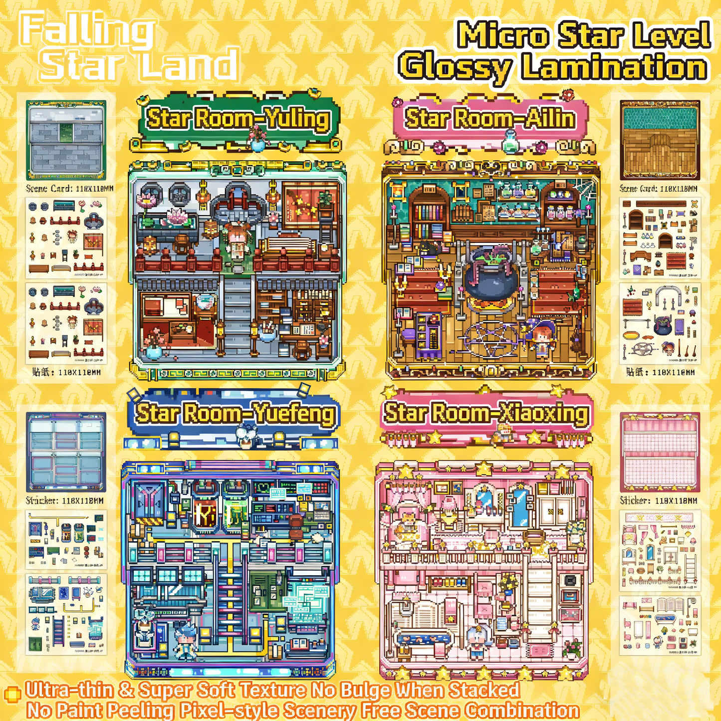 The Land of Falling Stars 9.0 pixel DIY 3D Scene Stickers decompression DIY miniature space#170