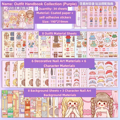 TELADO Beauty Girl Dressup Manual Collection Girl Children's Toys Princess Sticker Book Character Handbook Makeup#93