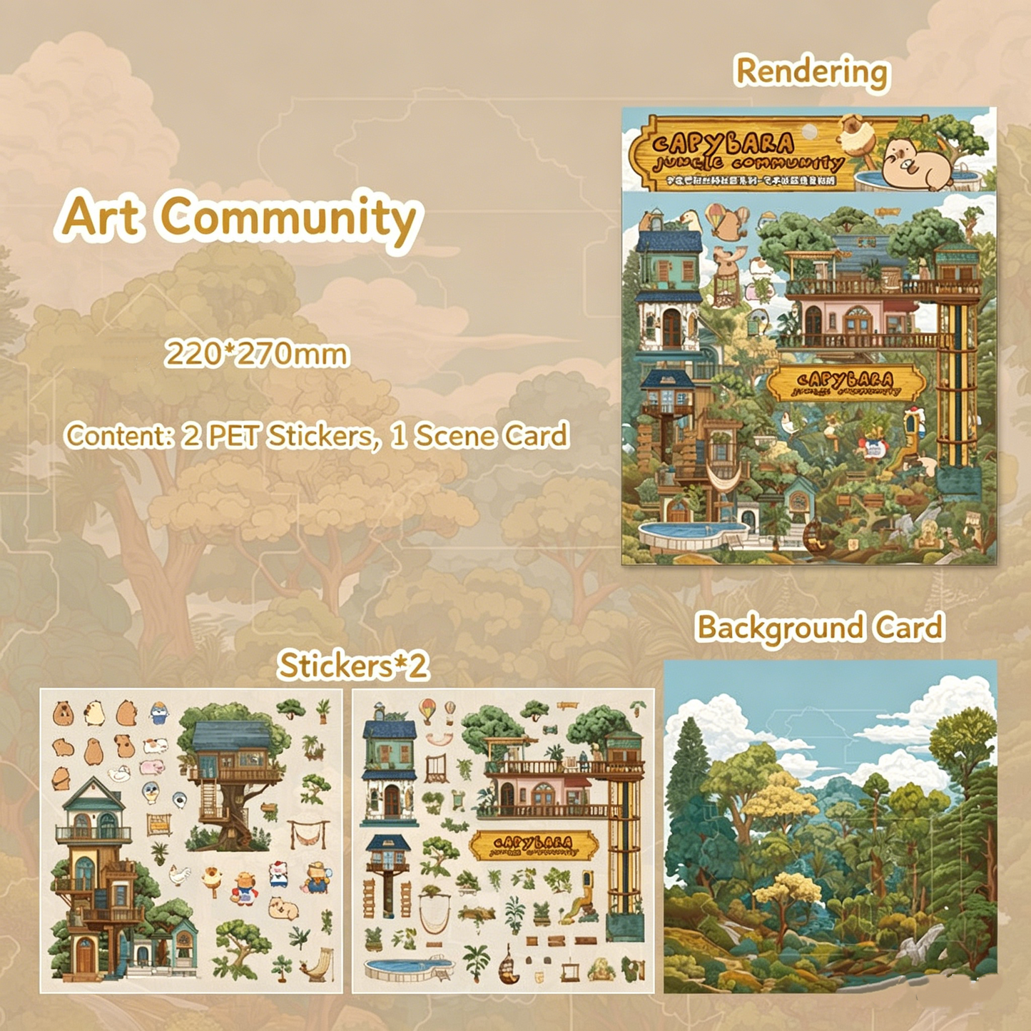 Capybara Jungle Community DIY 3D Scene Stickers #262