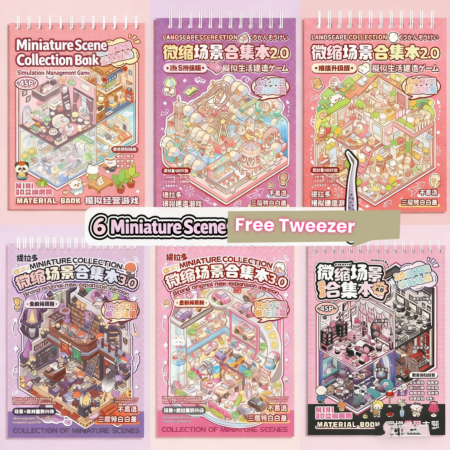 TELADO DIY 3D Scene Stickers Collection This Set Landscaping Stickers Hand Account Stickers Scene Stickers 3D Miniature Cabin Girls Children Educational Toys DIY Hand Account Stickers Decoration Creative Stickers#83
