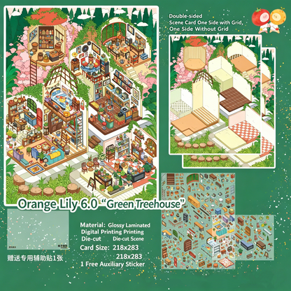 Orange Lily 6.0 3D DIY 3D Scene Stickers Miniature Scene Sticker #205