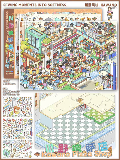 Kawano DIY 3D Scene Stickers 4.0 Series City Street Scene Food Series (Wandering Food City) #214